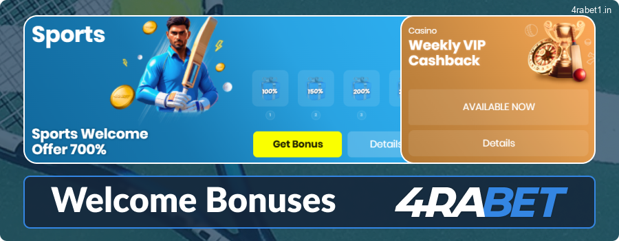 4rabet players can enjoy some great welcome bonuses
