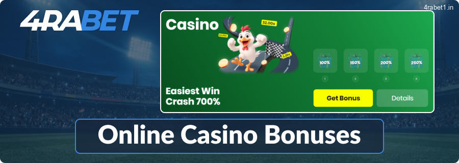 Casino Bonuses at 4rabet website